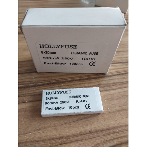 Hollyfuse 5x20mm 500mA 250V Fast-Blow seramik sigorta
